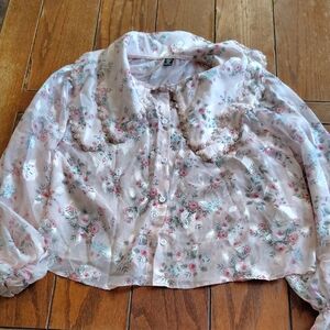 SHEIN Floral Blouse - Pink and Green